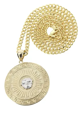 10K Yellow Gold Medusa Style Necklace | Appx. 28.6 Grams