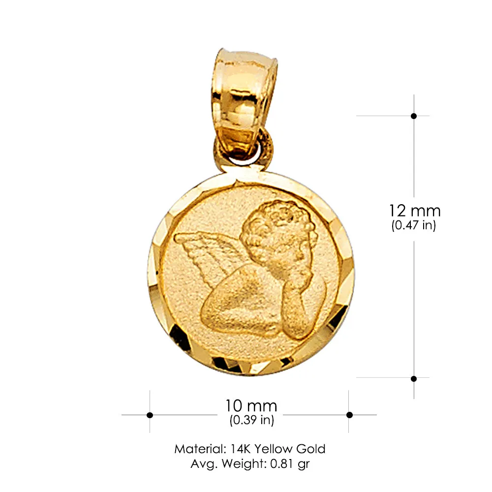 14K Gold Angel Pendant with 1.6mm Figaro 3 1 Chain