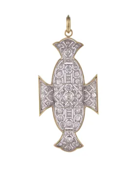 18k Gold and Platinum Diamond 1920's Pendant