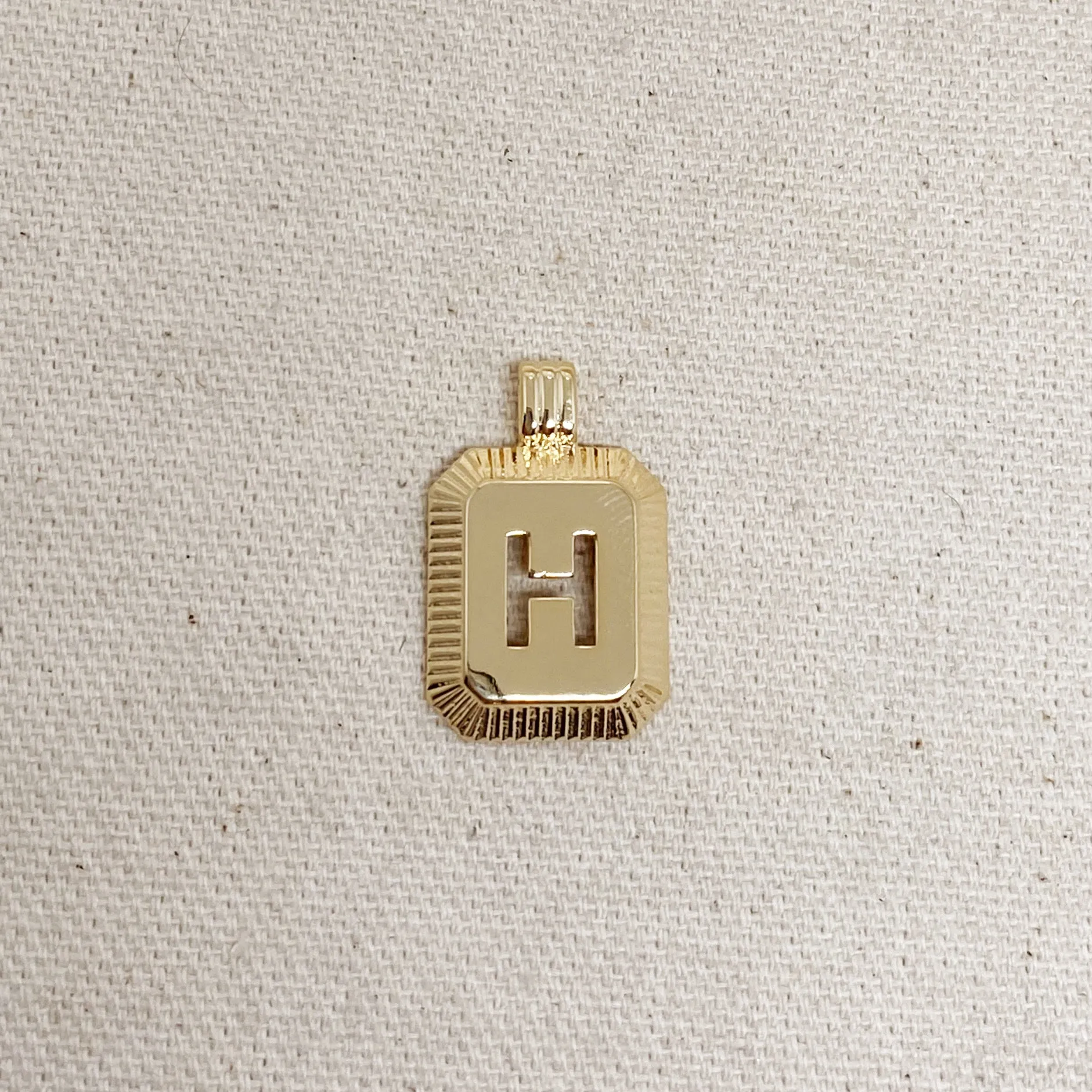 18k Gold Filled Initial Plate Pendant Letter H