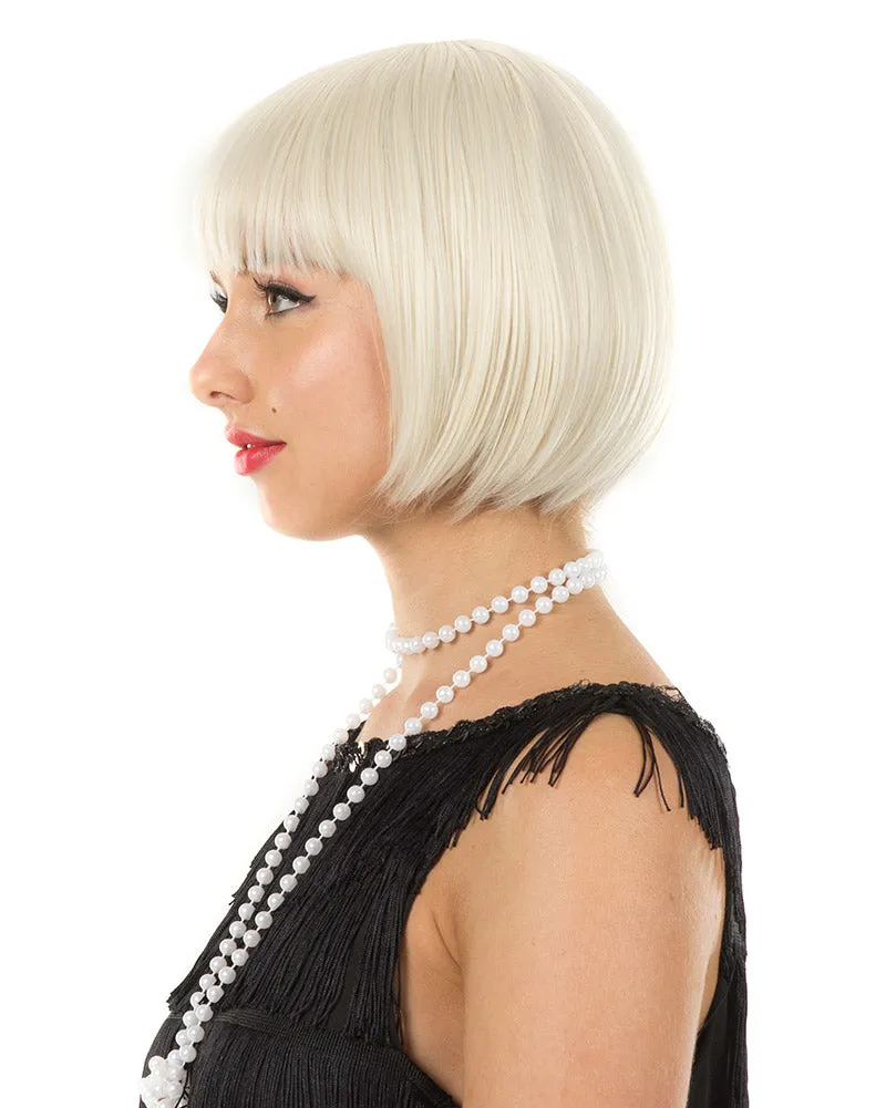 1920s Flapper Deluxe Platinum Blonde Bob Wig