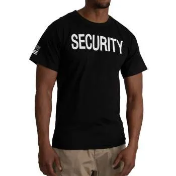 2-Sided Security T-Shirt with US Flag On Sleeve - Black