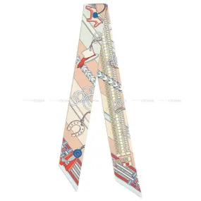 2023SS HERMES scarf Twilly Brides et Gris Gris Rose Poudre/Blue Glacier/Rouge Silk100%[EXCELLENT][Authentic]