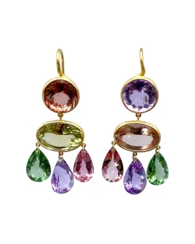 22k Yellow Gold Multicolored Pastel Gabrielle D’estrees Earrings