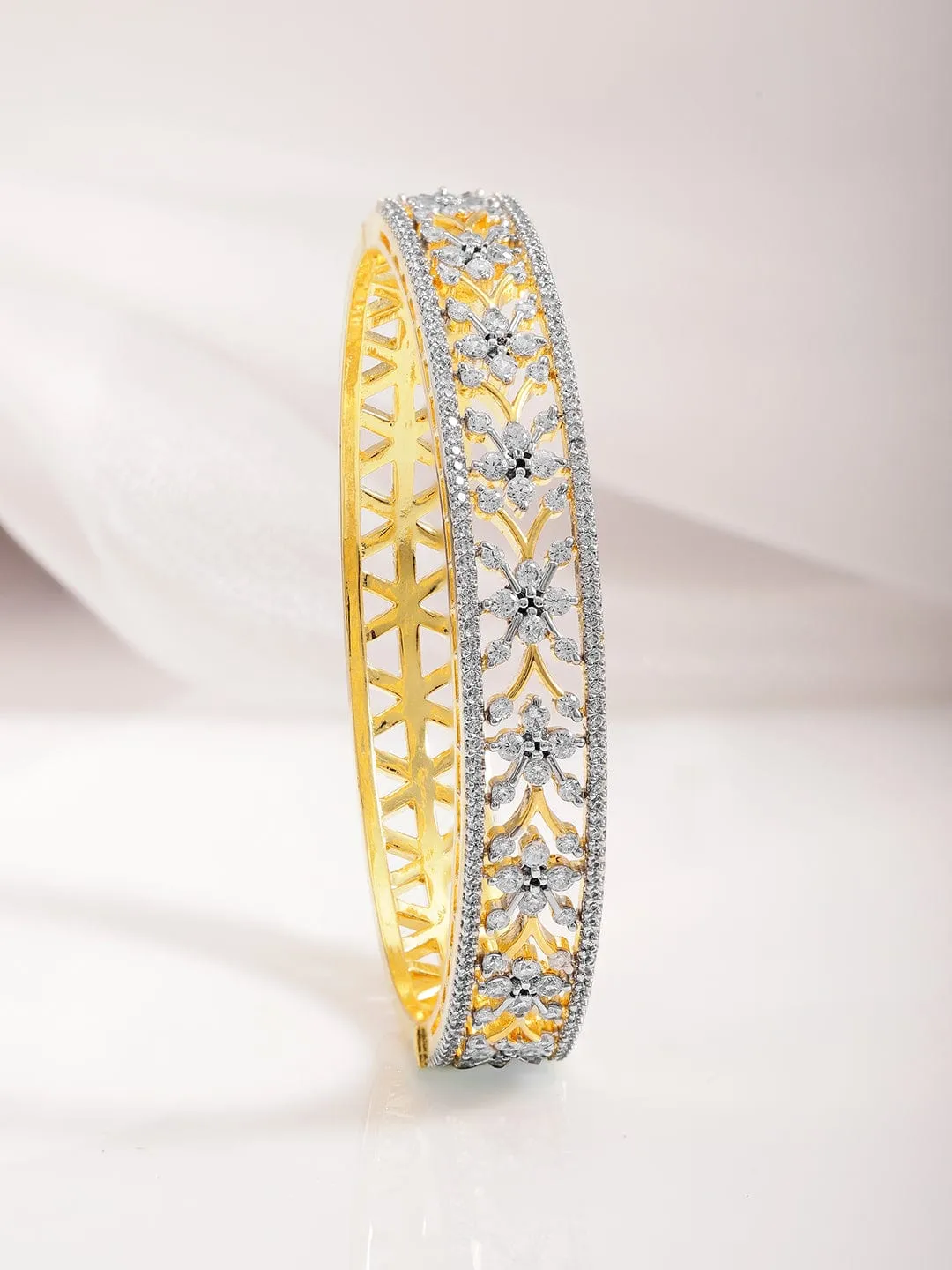 22KT Gold Cubic Zirconia Studded Bangle Style Bracelet