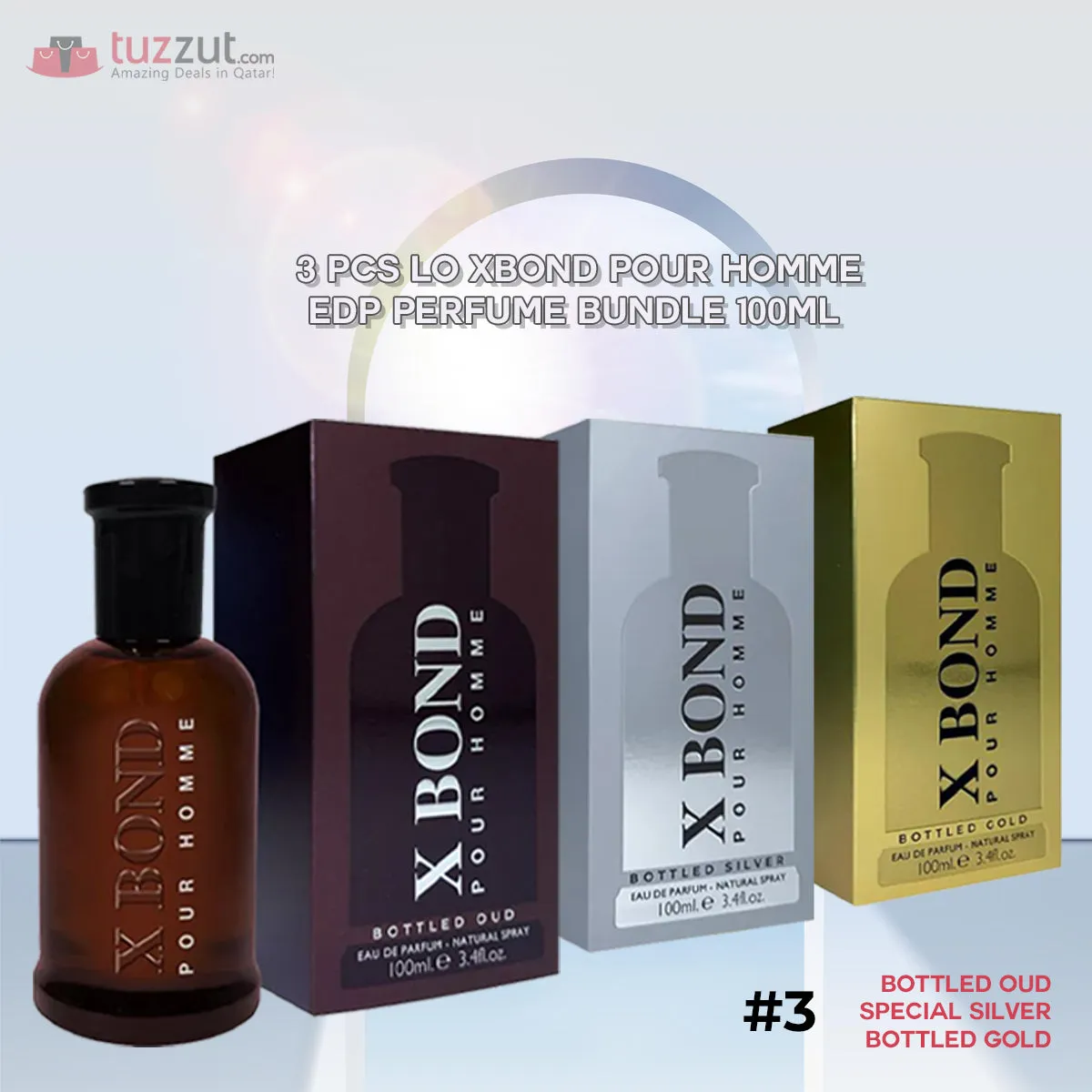 3 Pcs Louis Olivier XBond Pour Homme EDP Perfume Bundle 100ml