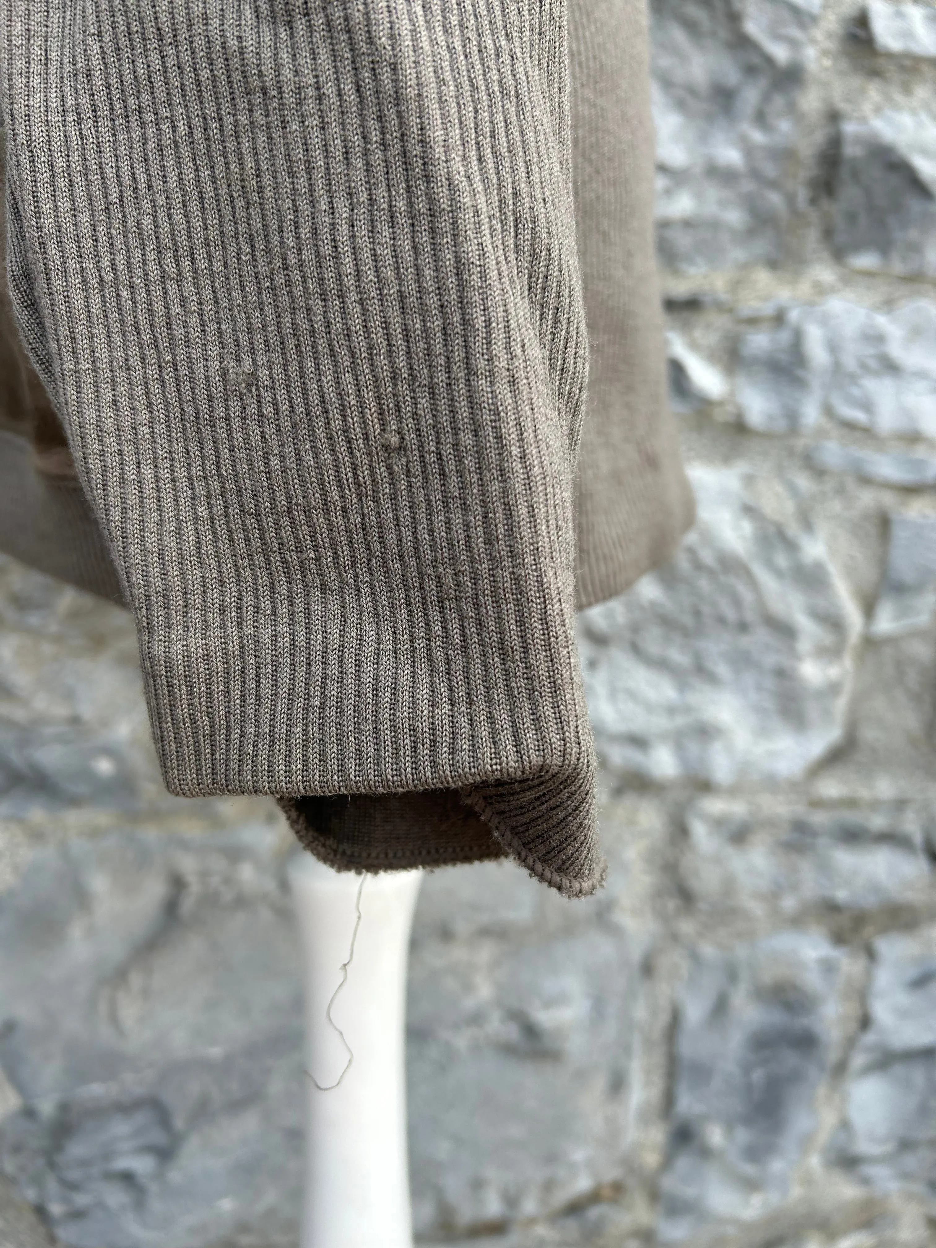 80s brown suede&knit cardigan Small