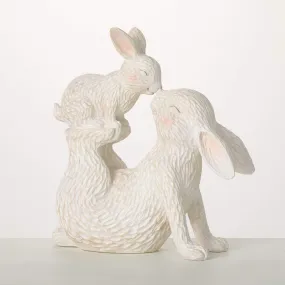 9.5"H Sullivans Playful Bunny And Baby Pair, Cream