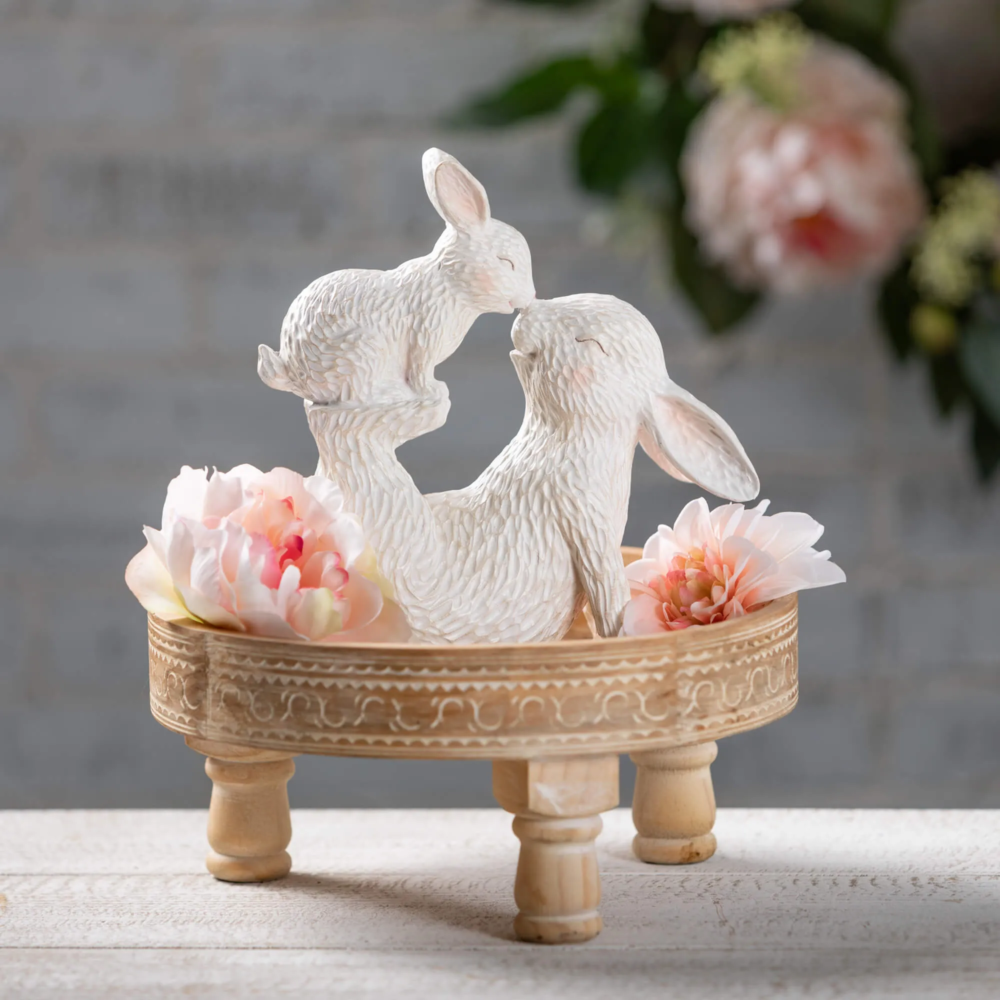 9.5"H Sullivans Playful Bunny And Baby Pair, Cream