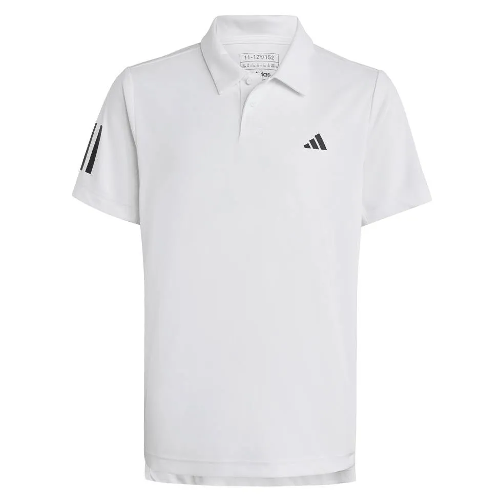 adidas Boys' 3 Stripe Club Polo (White)