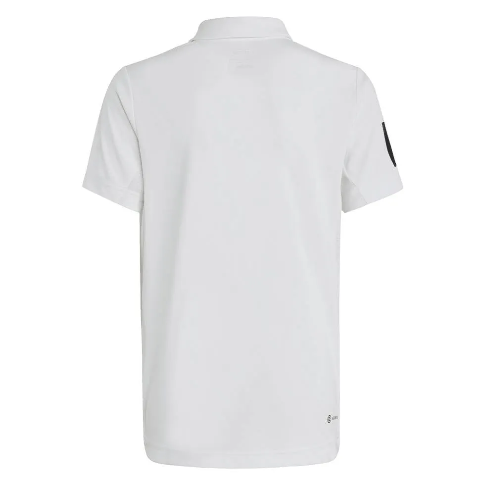 adidas Boys' 3 Stripe Club Polo (White)