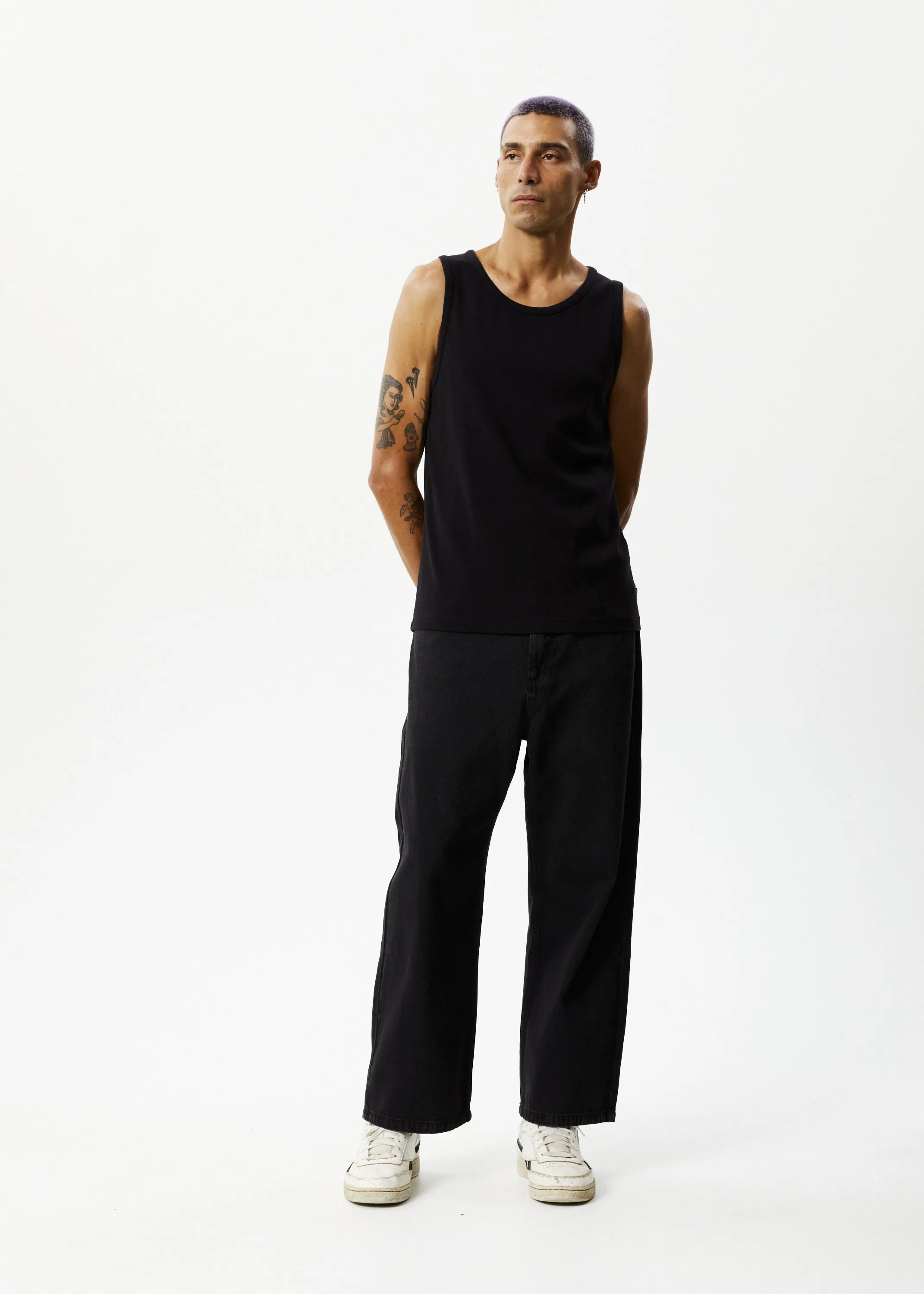 AFENDS Mens Paramount - Ribbed Singlet - Black