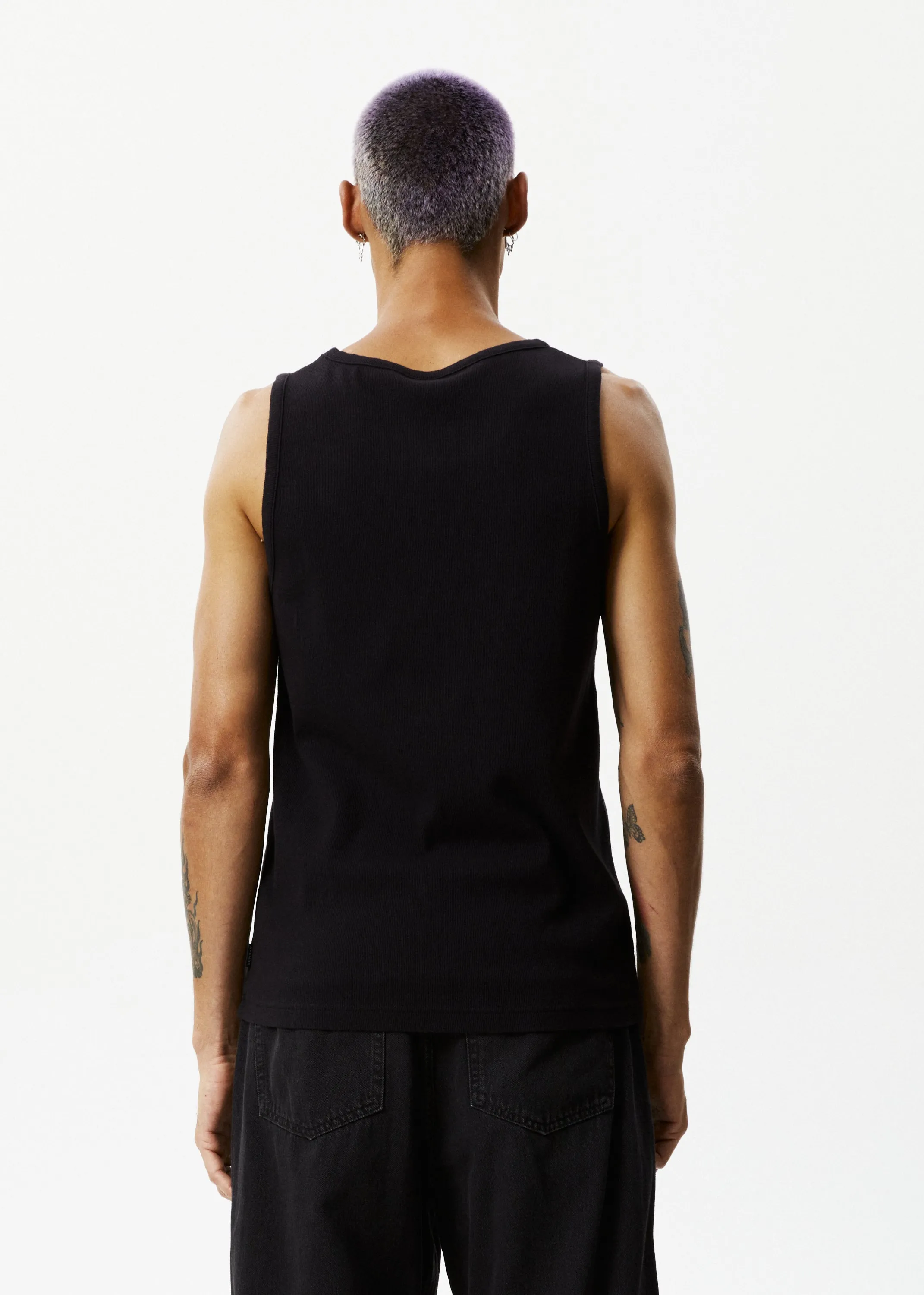 AFENDS Mens Paramount - Ribbed Singlet - Black