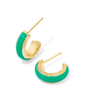 Ainsley Huggie Earring in Gold Green Enamel