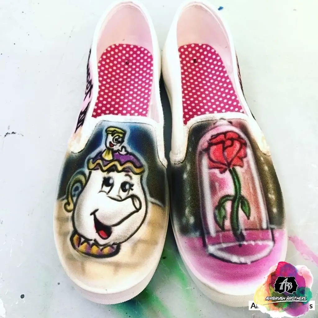 Airbrush Beauty and the Beast Shoe Design