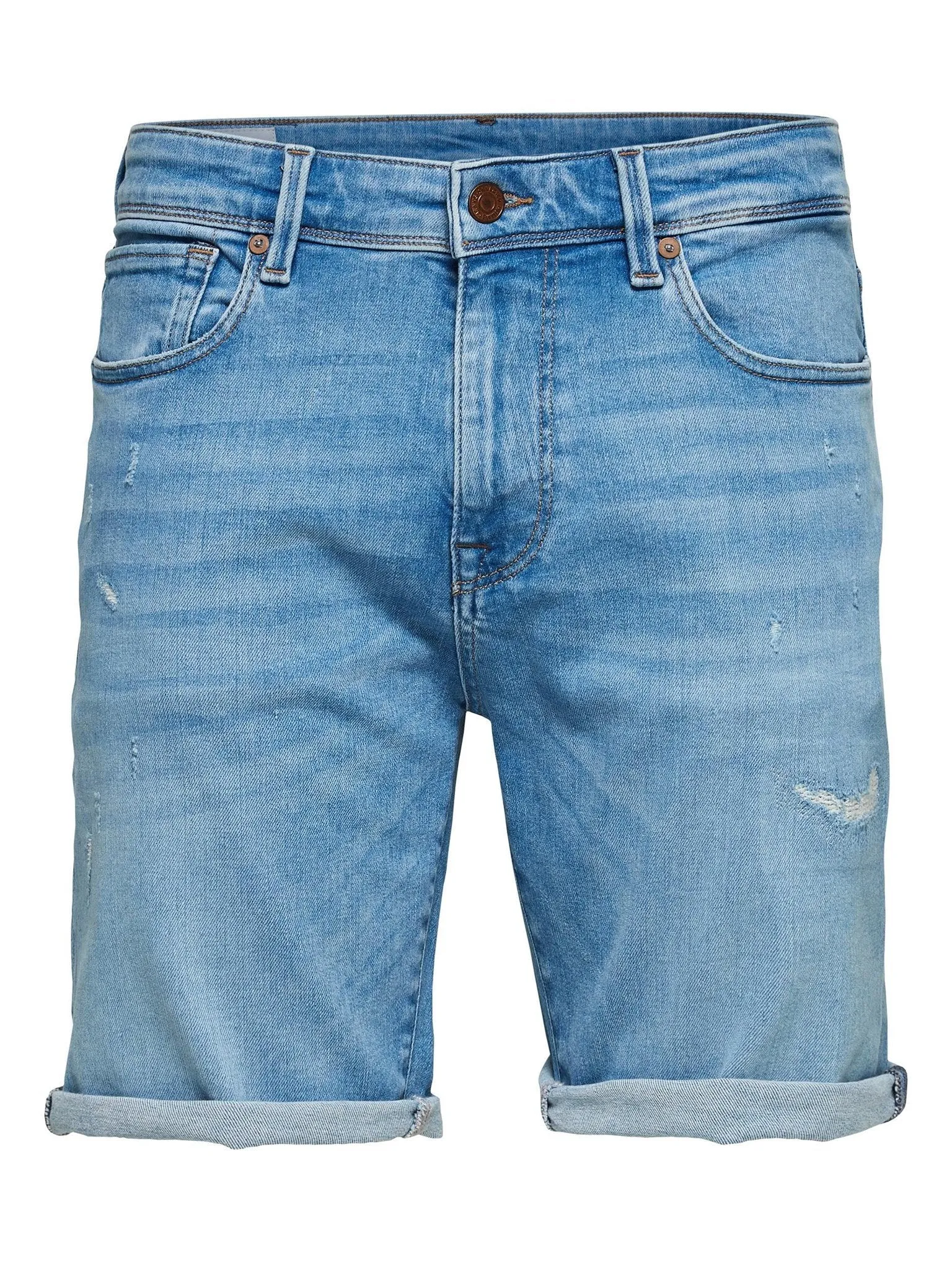 Alex Ripped Shorts - Light Blue Denim