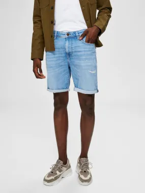 Alex Ripped Shorts - Light Blue Denim