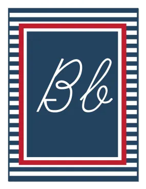 Alphabet Letters Cursive | Preppy Nautical Red and Navy Blue | UPRINT | Schoolgirl Style