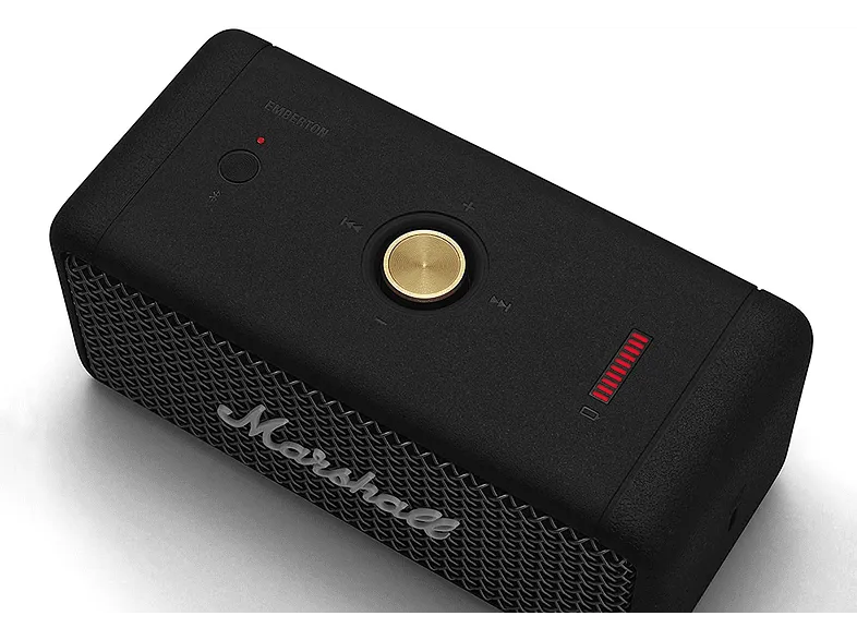 Altavoz inalámbrico - Marshall Emberton, Bluetooth 5.0, Portátil, Autonomía de 20h, IPX7, 360º, Negro