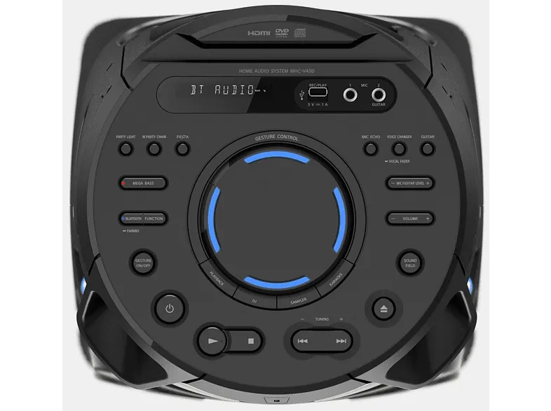 Altavoz - Sony MHC-V43D.CEL, 4.1 Canales, Iluminación ambiental, Karaoke, Bluetooth, Mega Bass, Radio, Negro