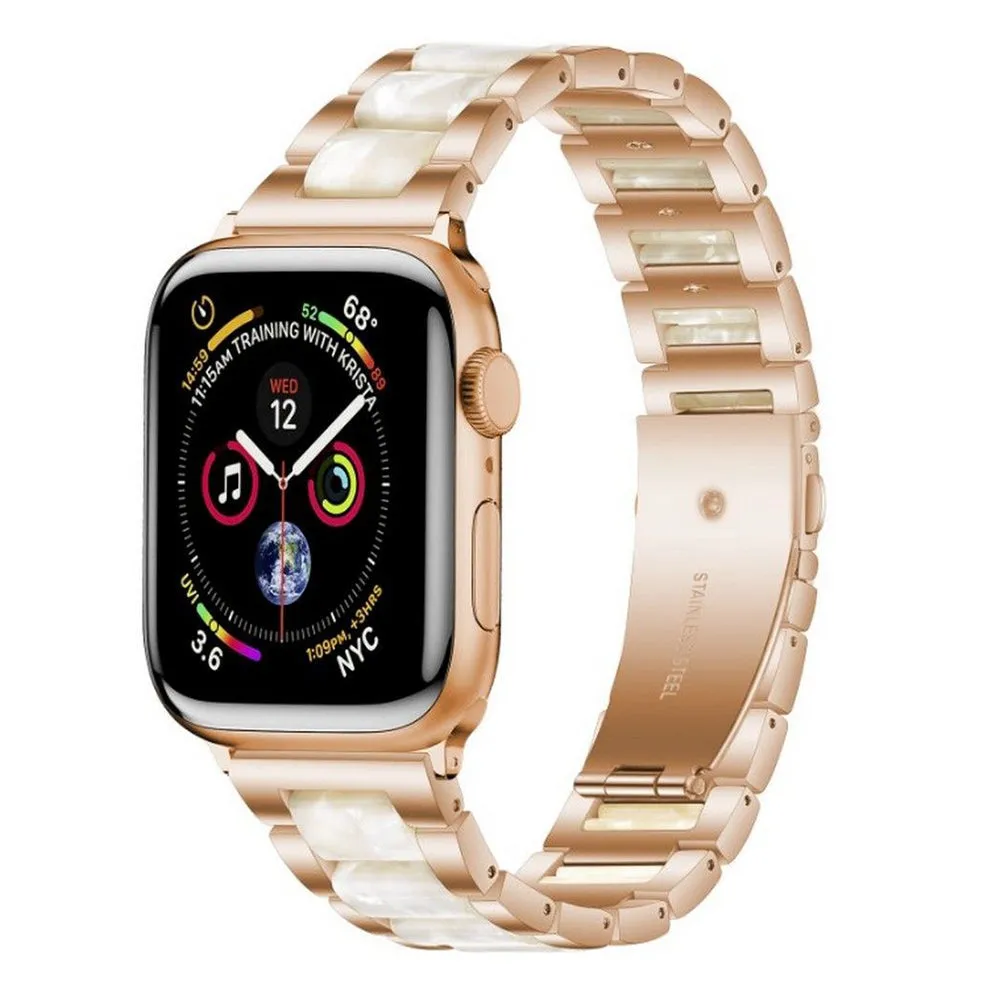 Apple Watch (38/40/SE/41MM) Tech-Protect Rustfri Stål Rem - Rose Gold / Hvid Marmor