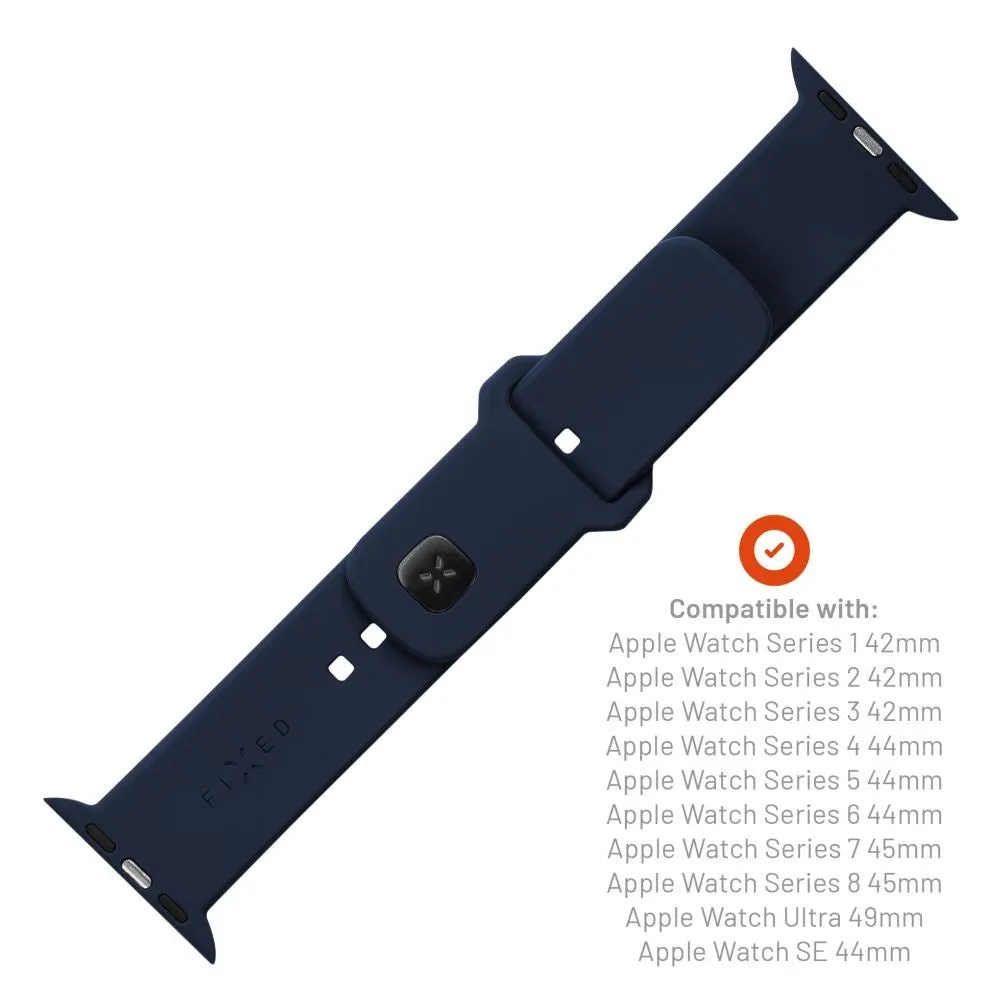 Apple Watch (42 / 44 / 45 / SE / 49mm) Fixed Wide Sporty Silikone Rem Sæt - Blå