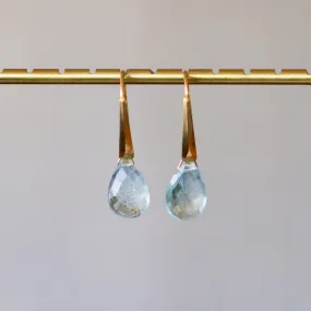 Aquamarine Fragment Gemstone Drops in Vermeil