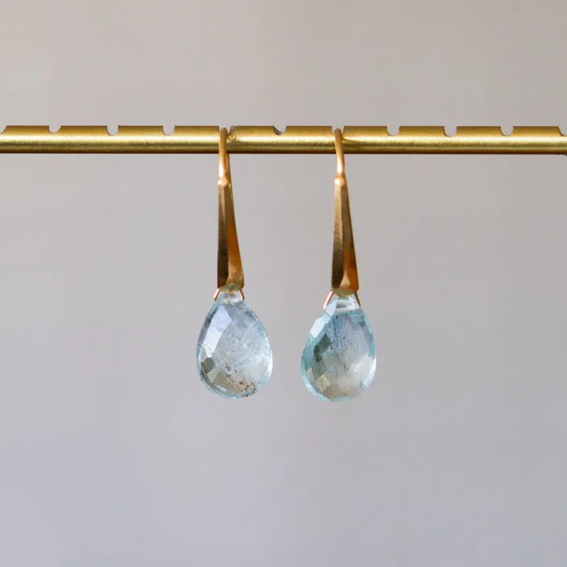 Aquamarine Fragment Gemstone Drops in Vermeil