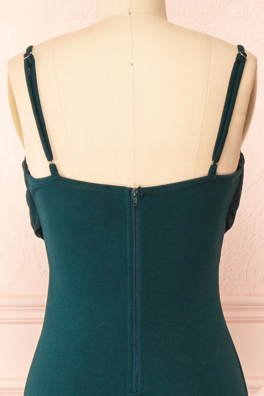 Astoria Green | Fitted Midi Dress w/ Cowl Neck