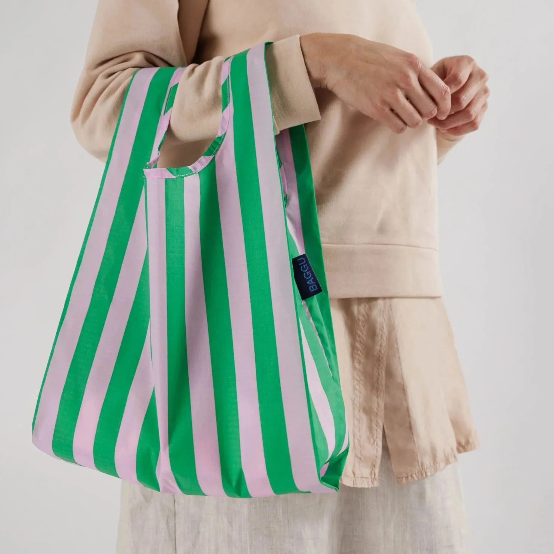 Baby Baggu - Pink Green Awning Stripe