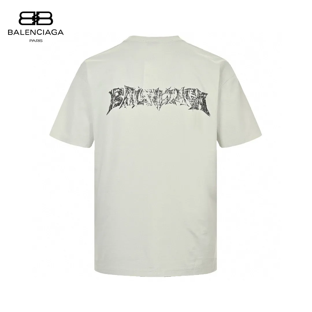 Balenciaga Distressed Logo T-Shirt in White