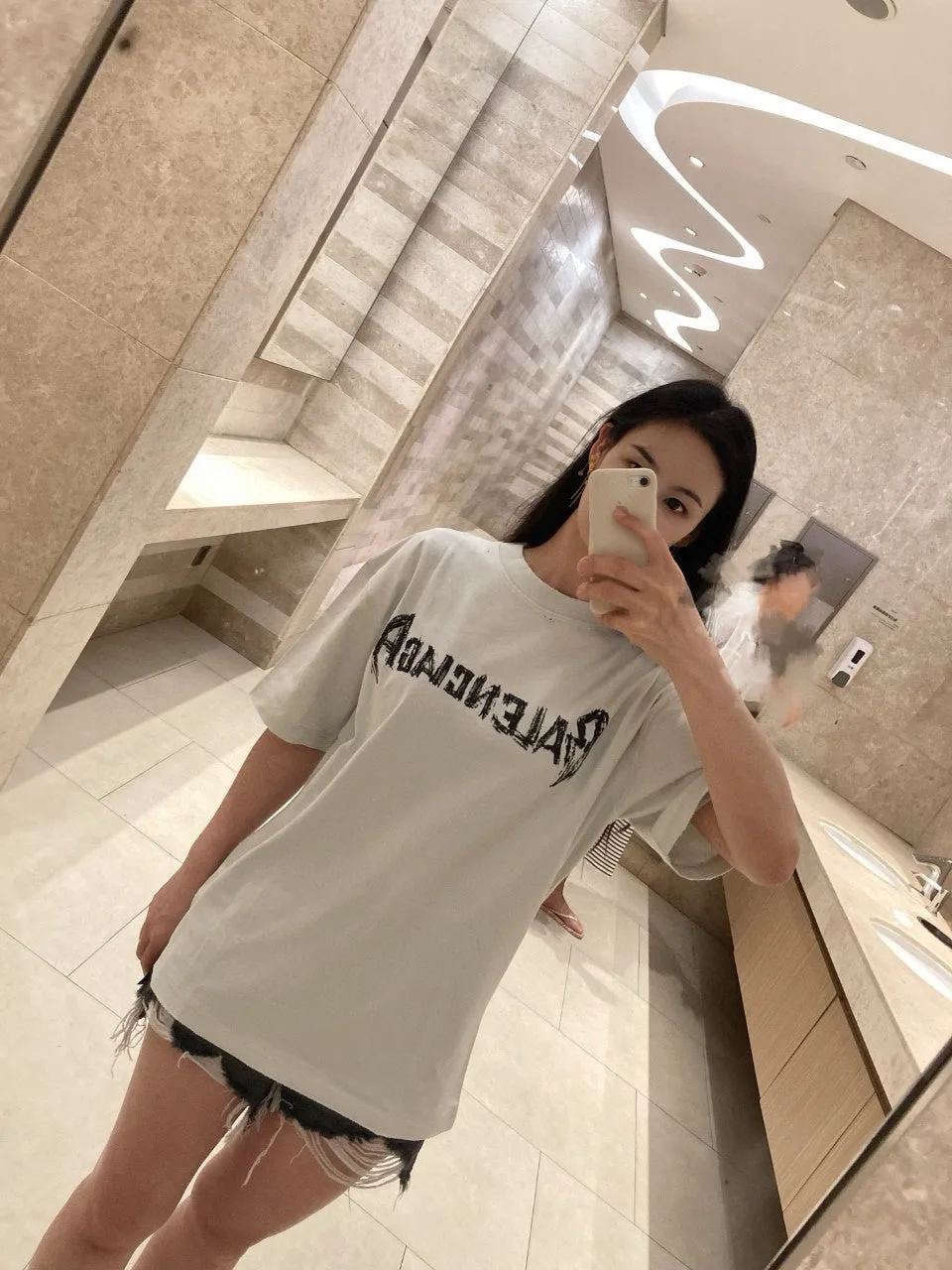 Balenciaga Distressed Logo T-Shirt in White