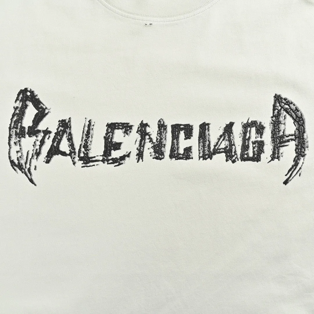 Balenciaga Distressed Logo T-Shirt in White