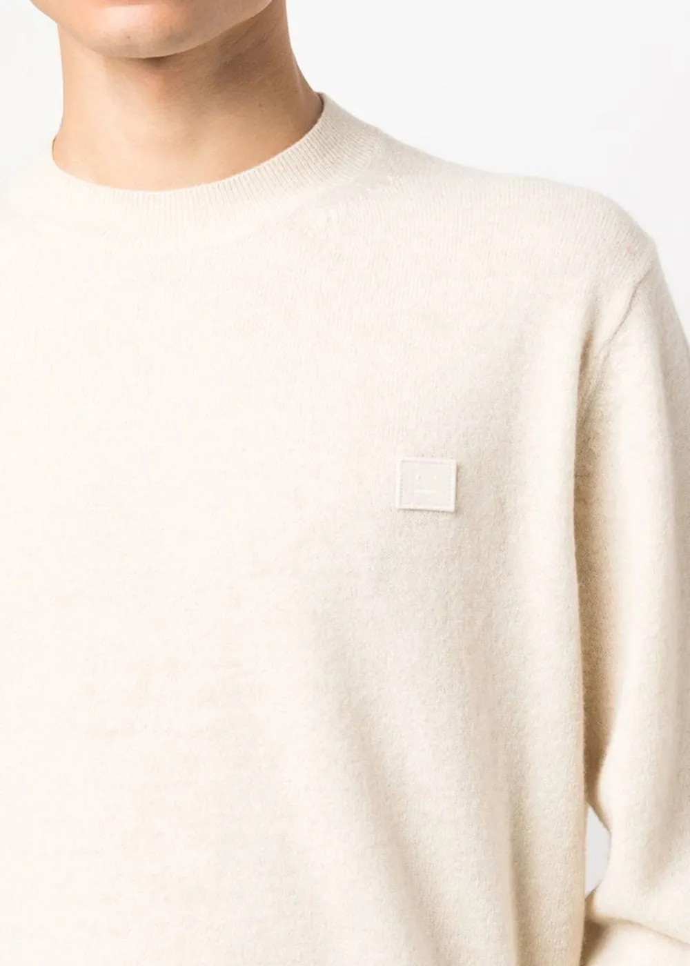 Beige Logo-Patch Detail Knit Jumper