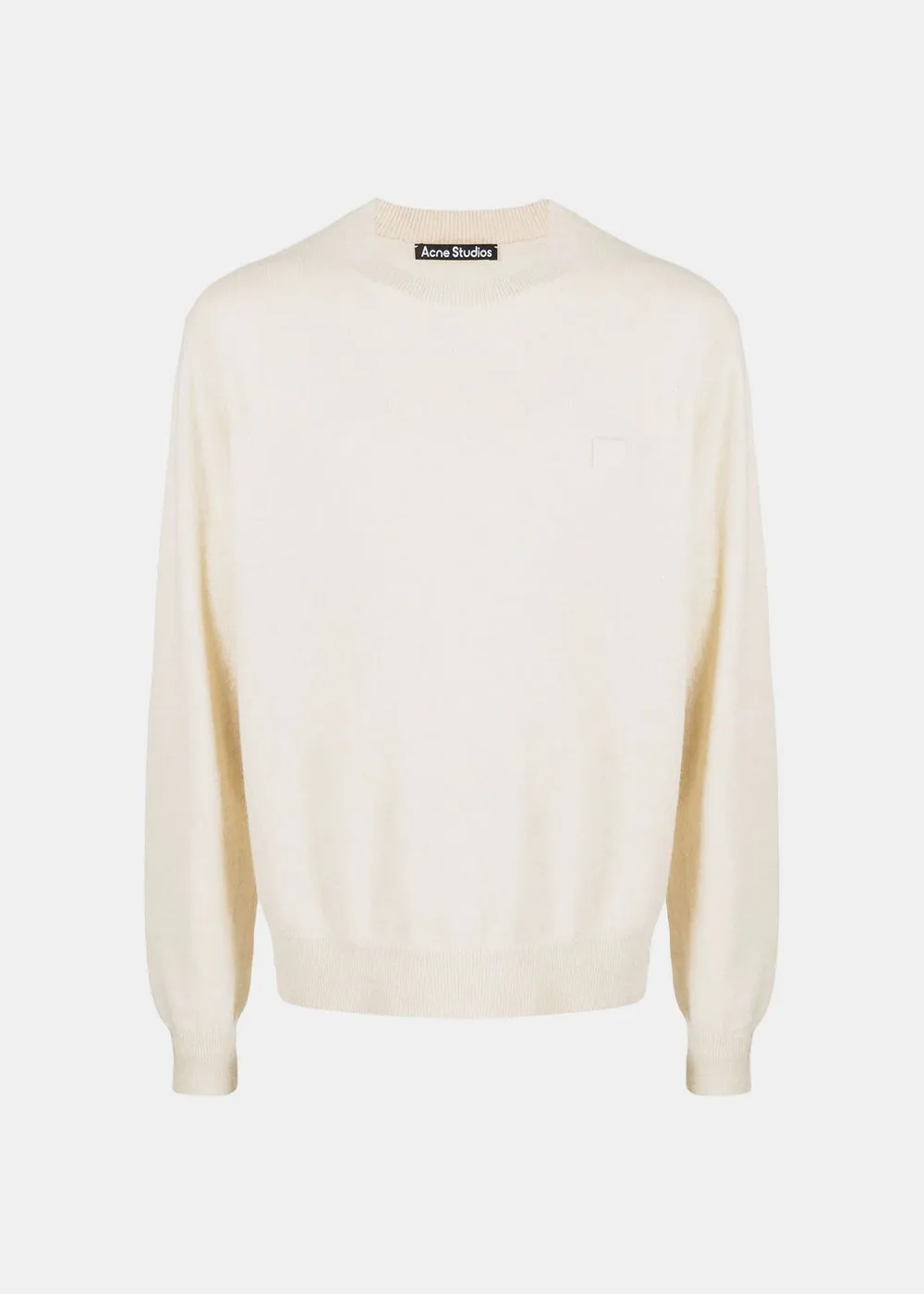 Beige Logo-Patch Detail Knit Jumper