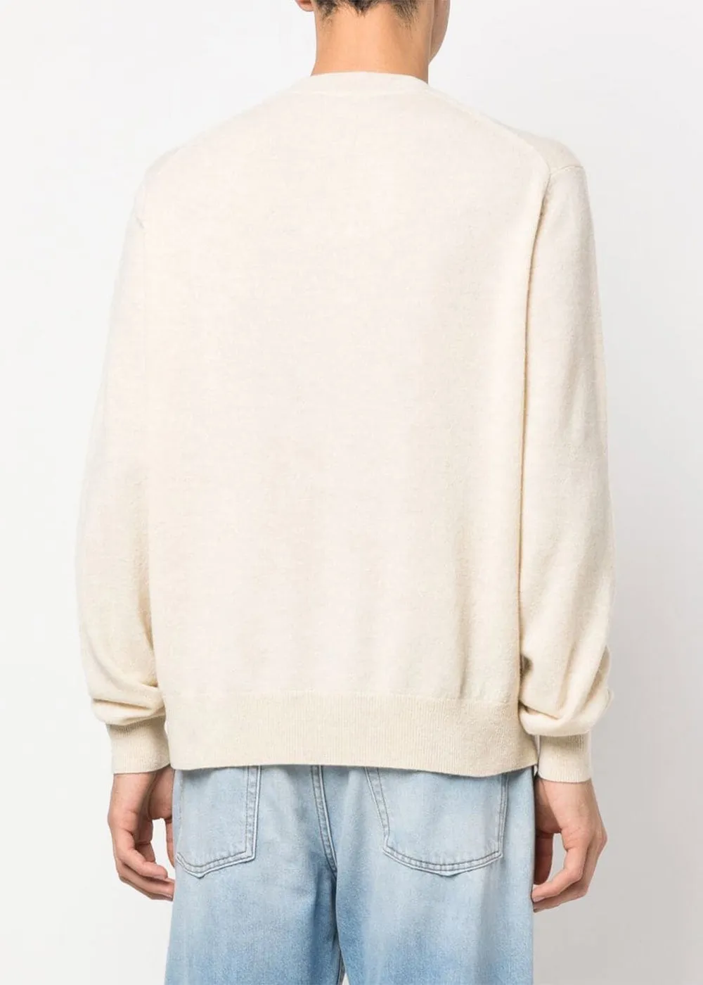 Beige Logo-Patch Detail Knit Jumper