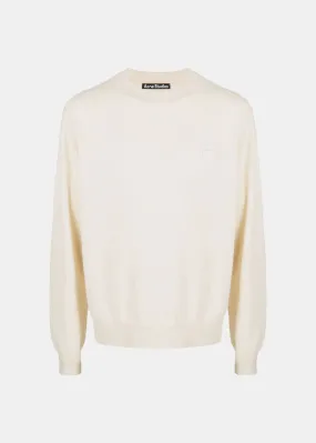 Beige Logo-Patch Detail Knit Jumper