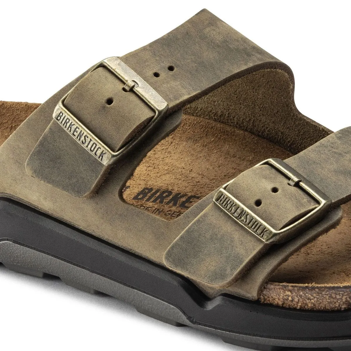 Birkenstock Men's Arizona Rugged Cross Town Faded Khaki Oiled Leather