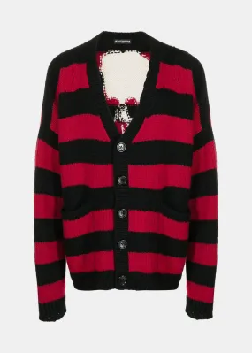 Black & Red Cashmere Cardigan