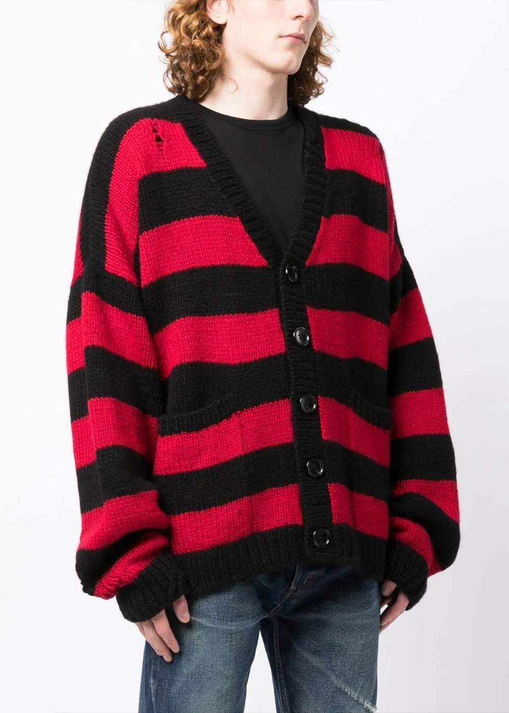 Black & Red Cashmere Cardigan