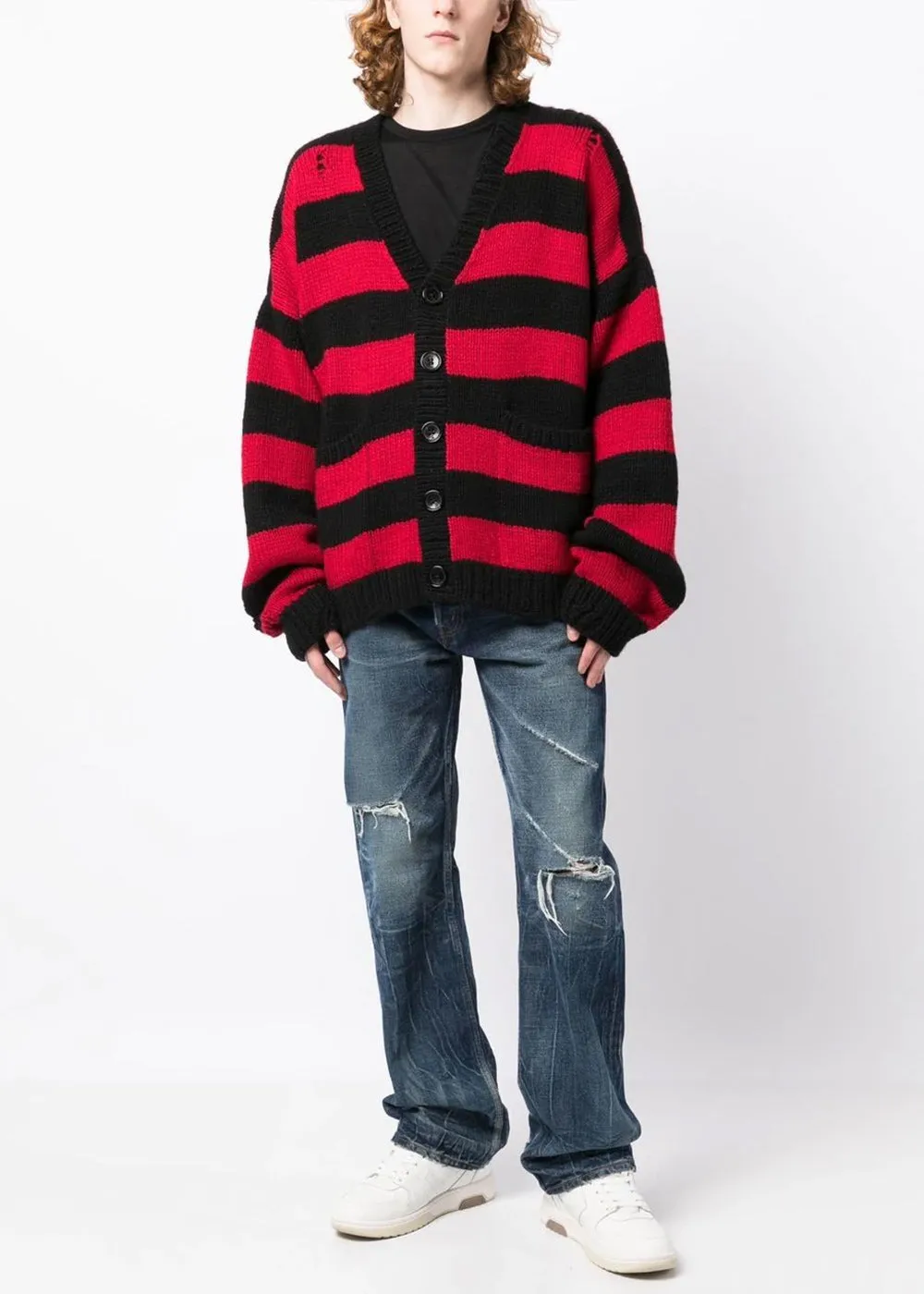 Black & Red Cashmere Cardigan