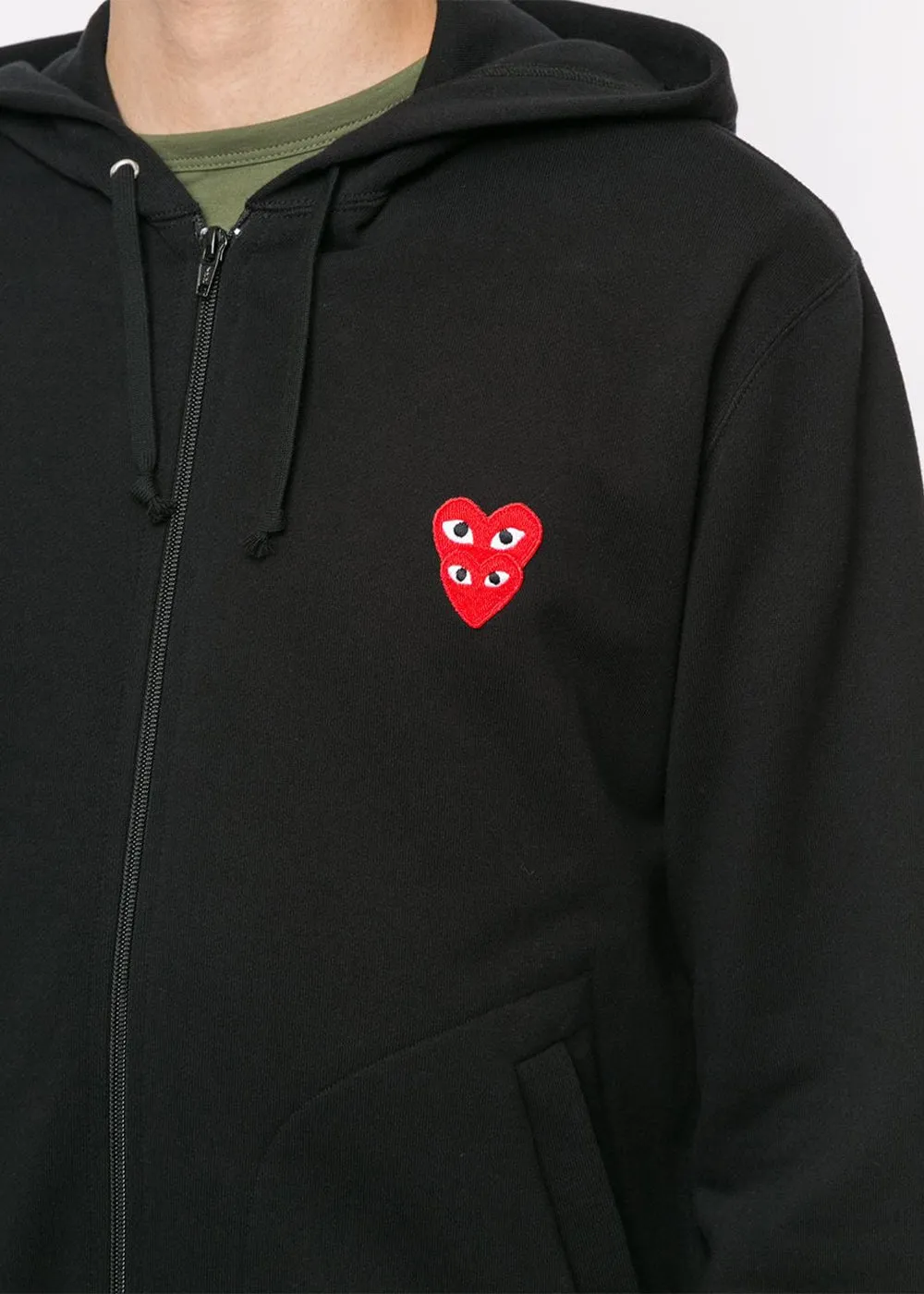 Black & Red Heart Patch Hooded Sweatshirt