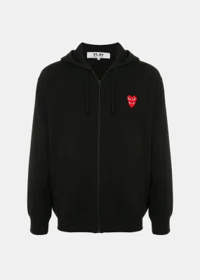 Black & Red Heart Patch Hooded Sweatshirt