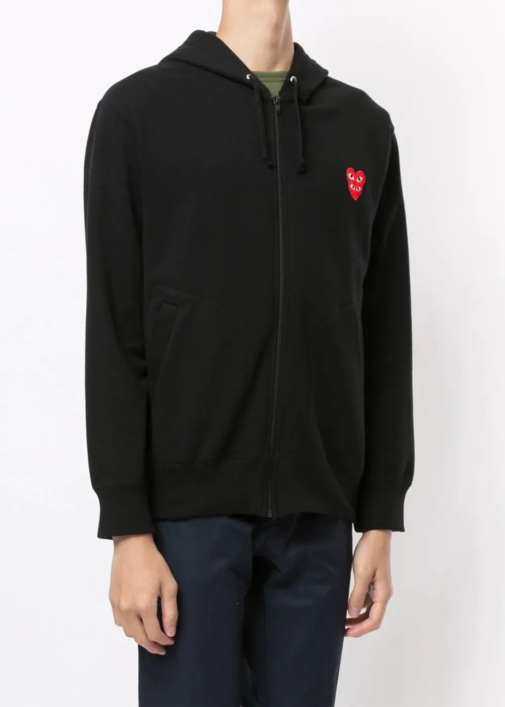 Black & Red Heart Patch Hooded Sweatshirt