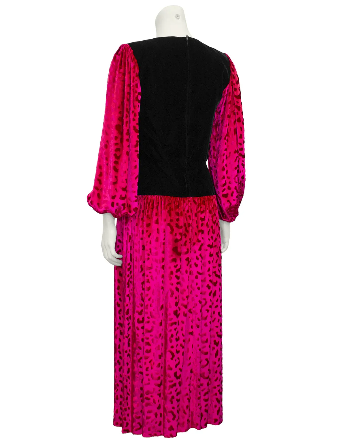 Black and Fuchsia Patterned Velvet Dress