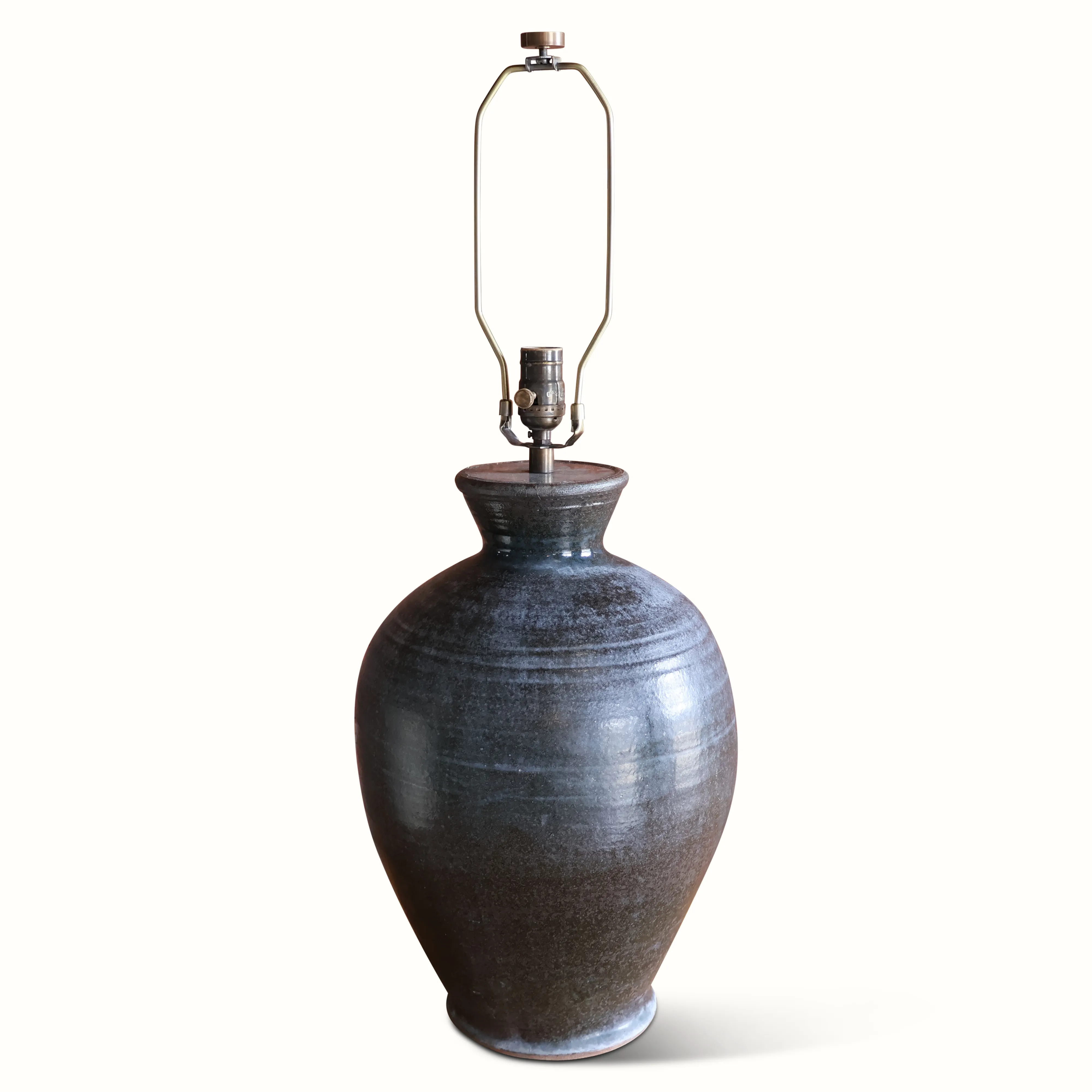 Black Ceramic Studio Pottery Vase Lamp