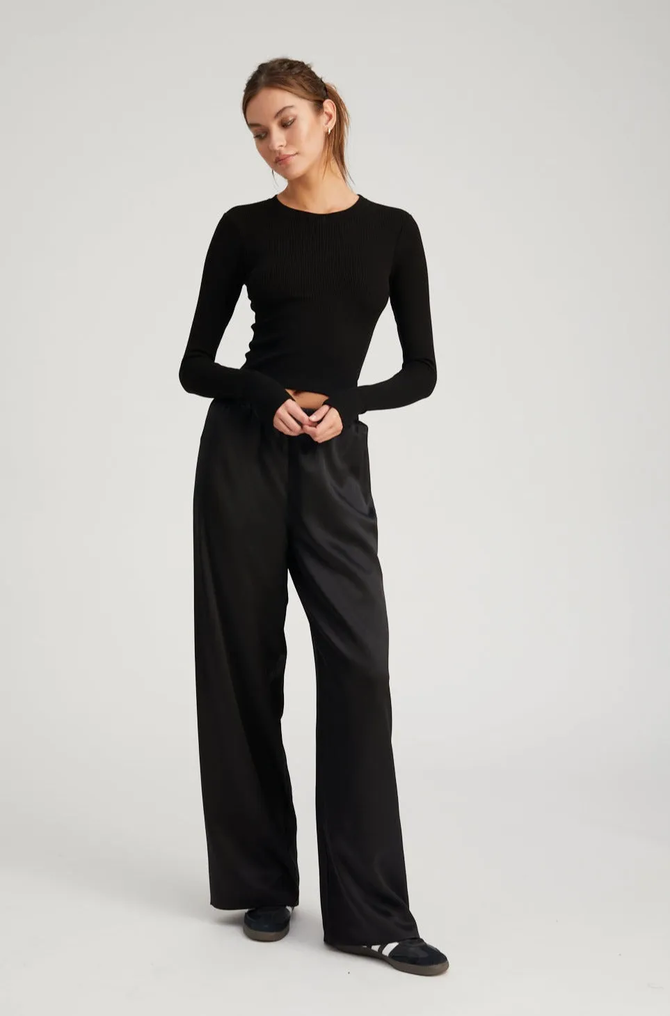 Black Silk Easy Pants