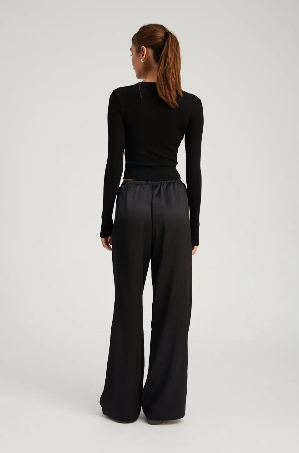 Black Silk Easy Pants