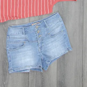 Blue Spice high rise jean shorts