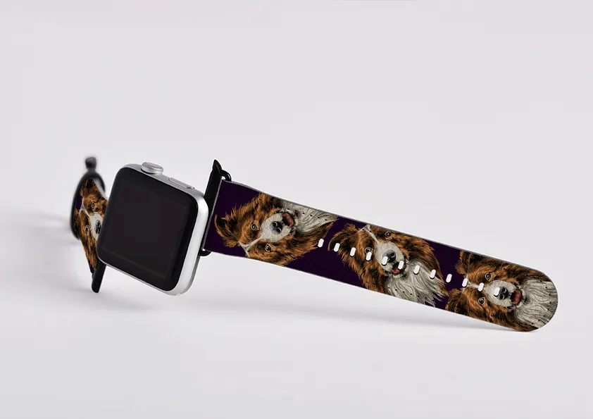 Border Collie Purple Apple Watch Strap